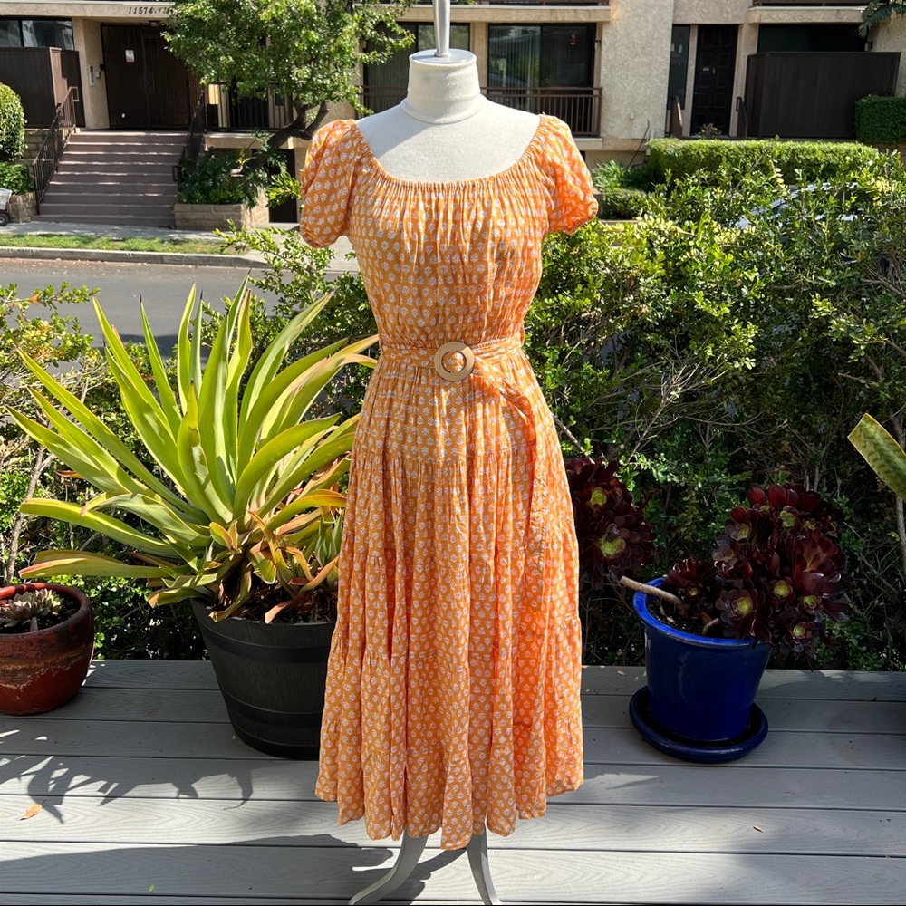 BEACHGOLD Midi Dress Belted Cap Sleeve Size Women’s XS